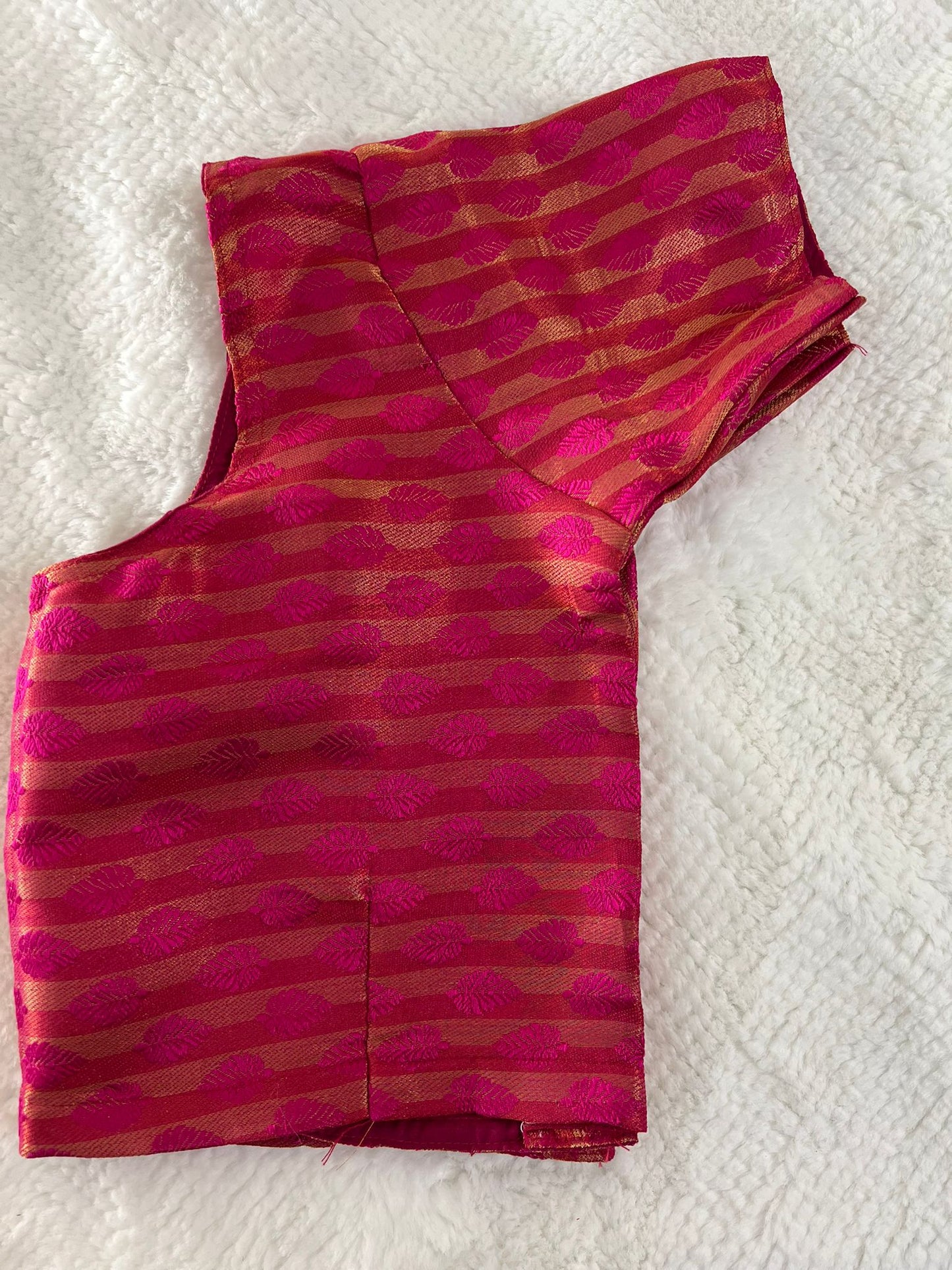 Pink Leaf Design Copper Zari Blouse