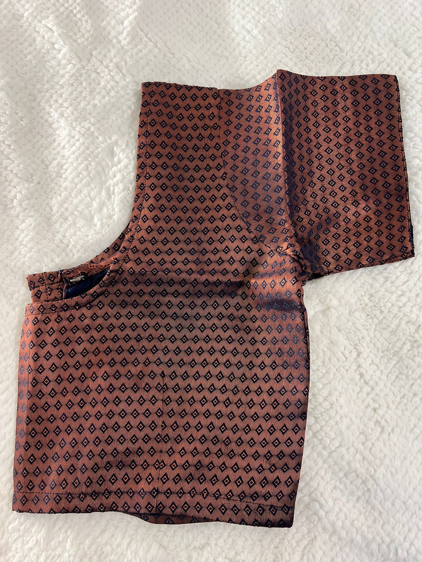 Brown Geometry Design Copper Zari Blouse