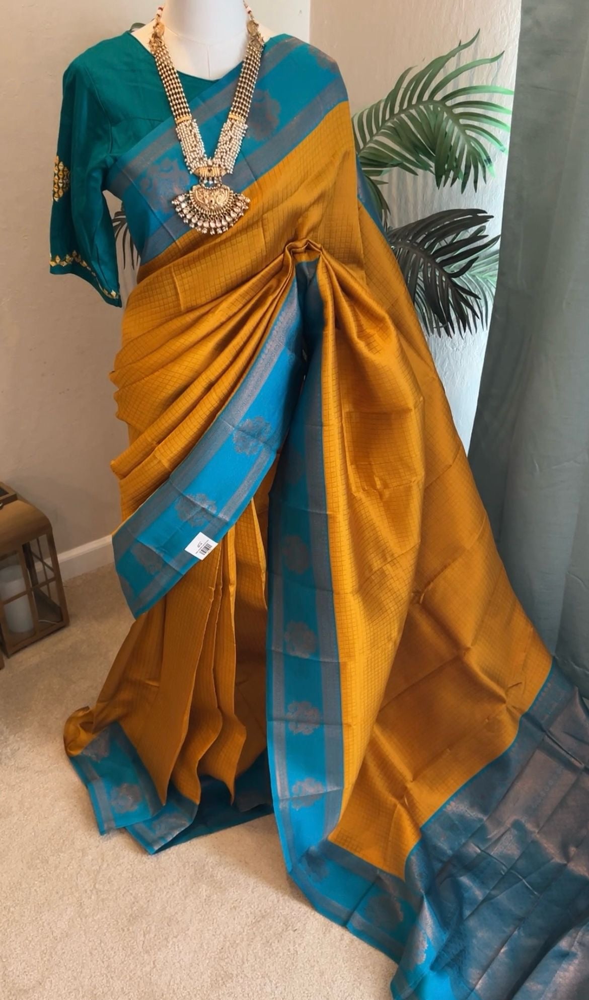 Yellow Samudrika Semi Silk Saree