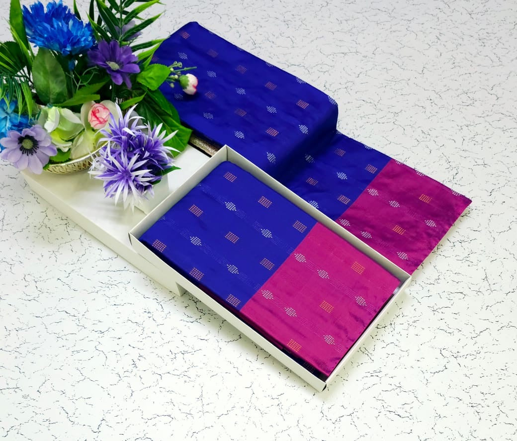 Dark Blue and Pink Grand Soft Silk Wedding and Party Wear Saree