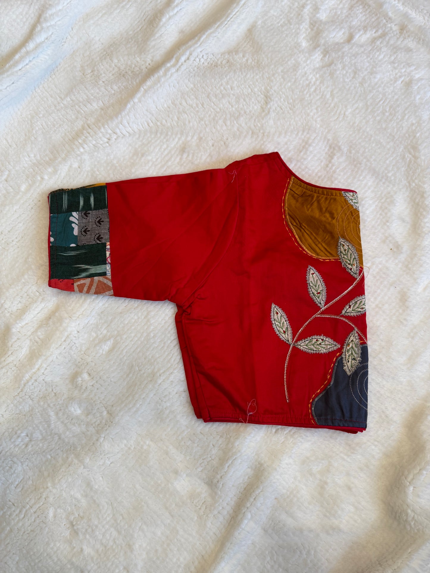 Red Leaf Pattern Blouse D1