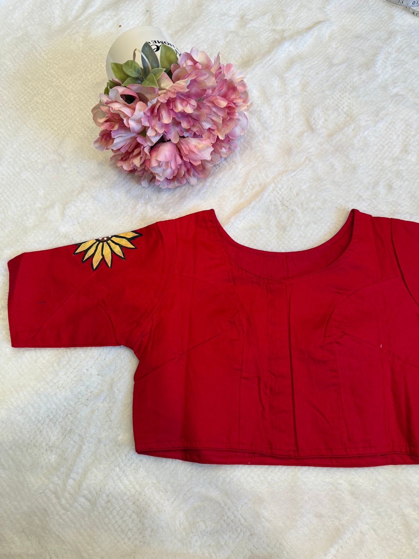 Red and Yellow Hand Painted Blouse D1
