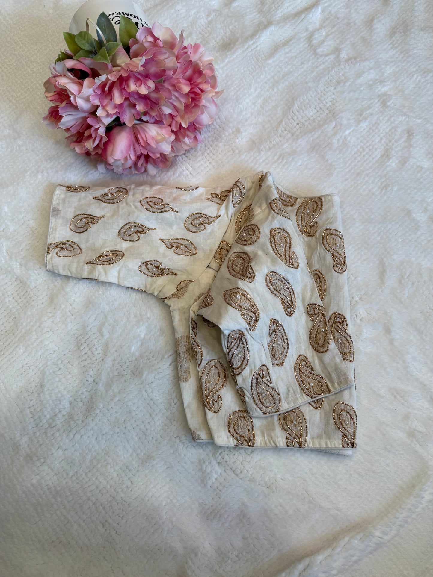 White and Gold Blouse D1