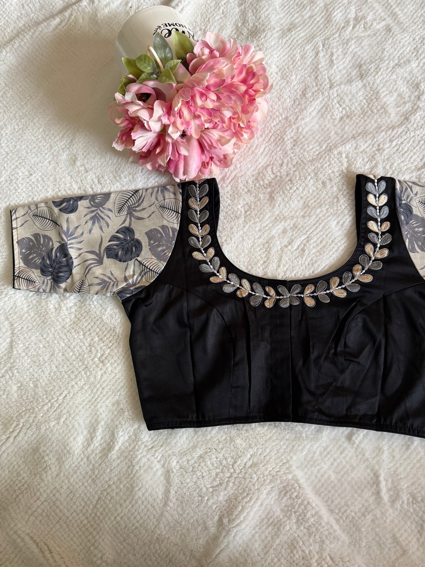 Black with White Sleeve Blouse D2