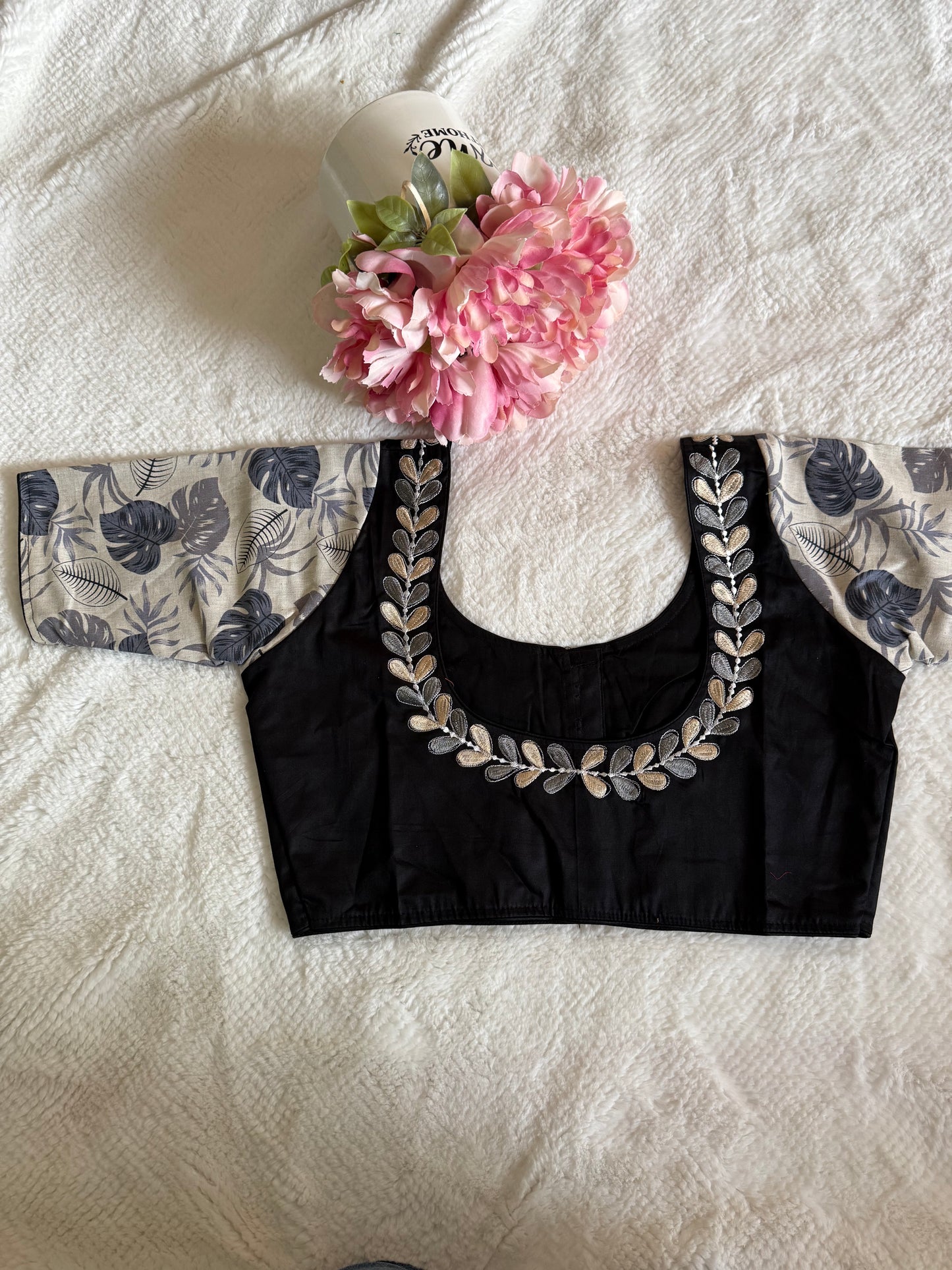 Black with White Sleeve Blouse D2