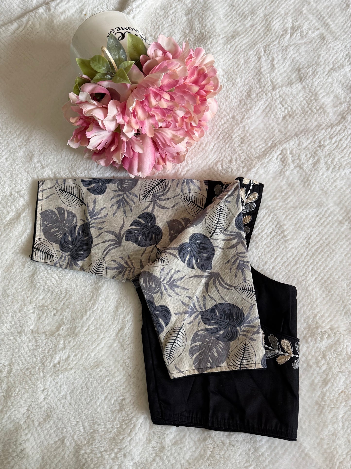 Black with White Sleeve Blouse D2