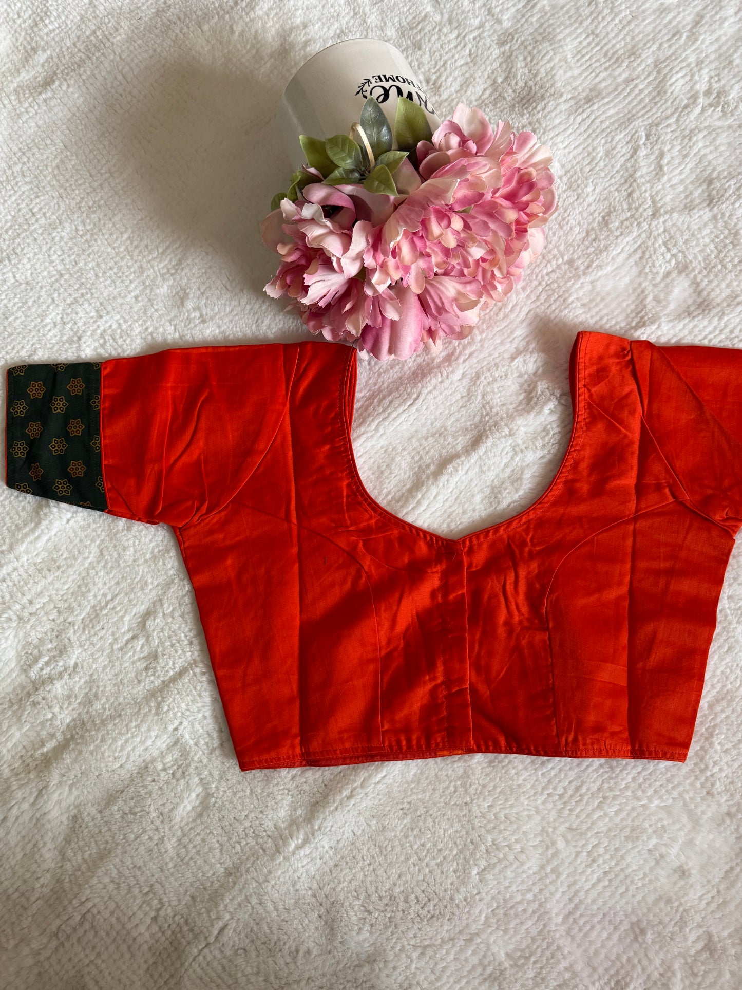 Orange Flower Embroidery Blouse D2
