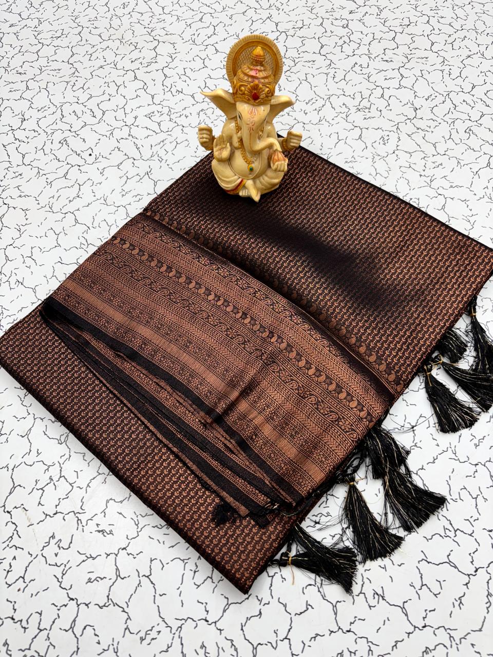 Black Softy Silk Saree