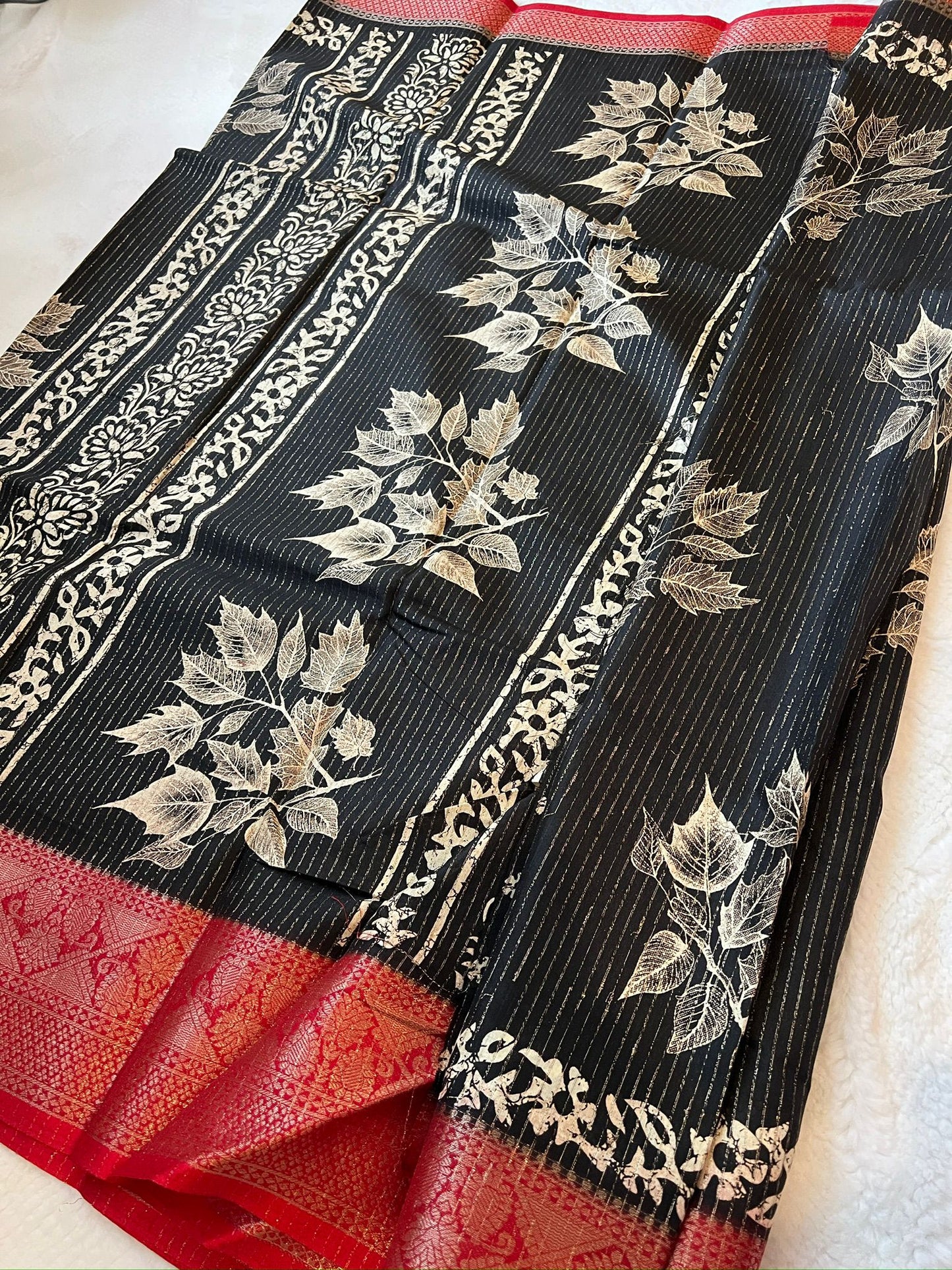 Black and Red Madhuri Chiffon Saree