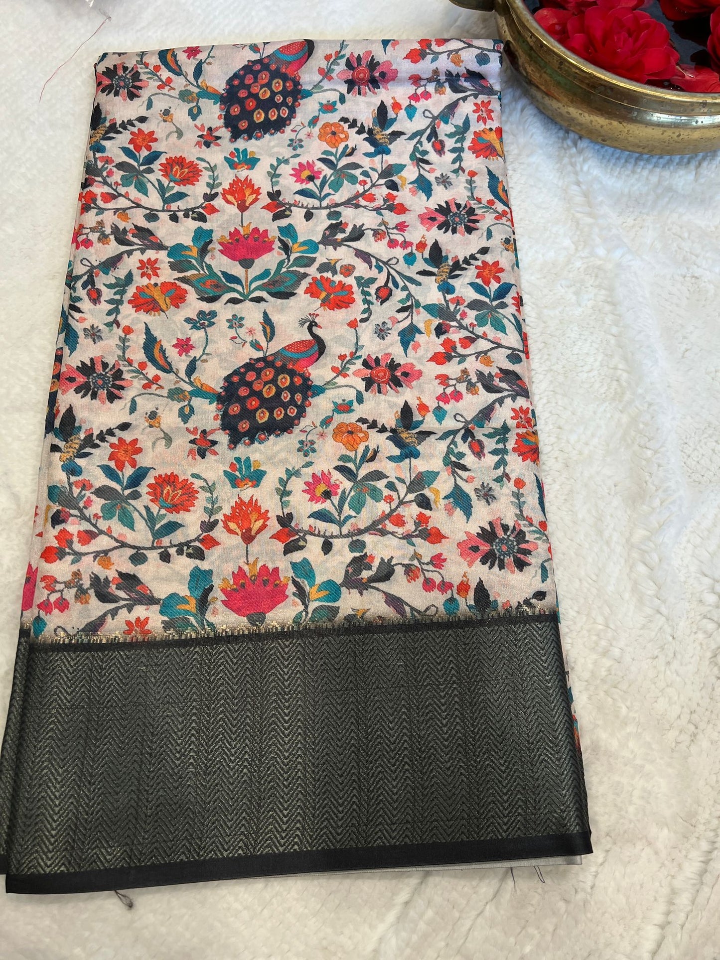 Black Border Pashmina Dola Fancy Saree