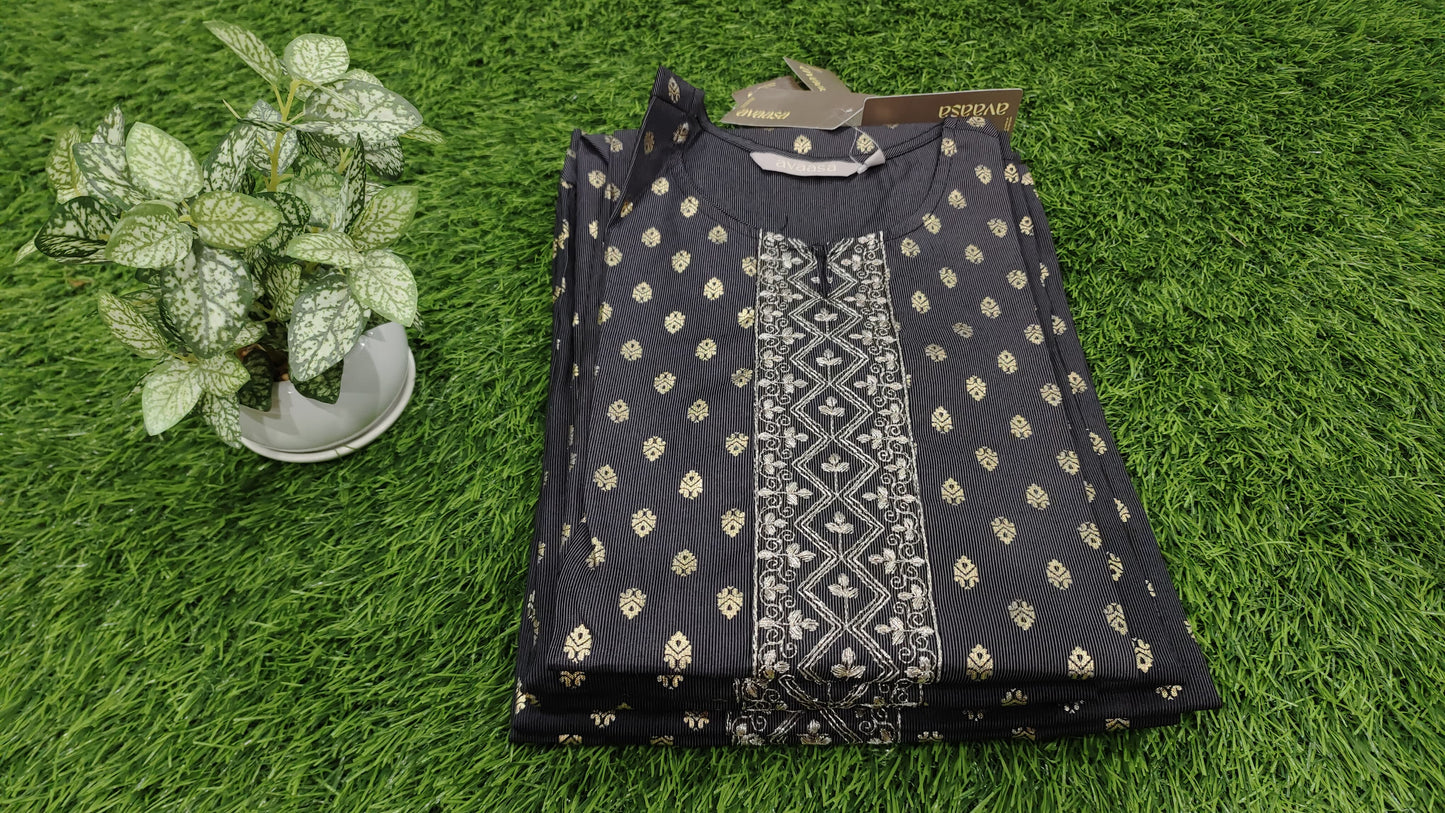 Black with White Embroidery Kurti