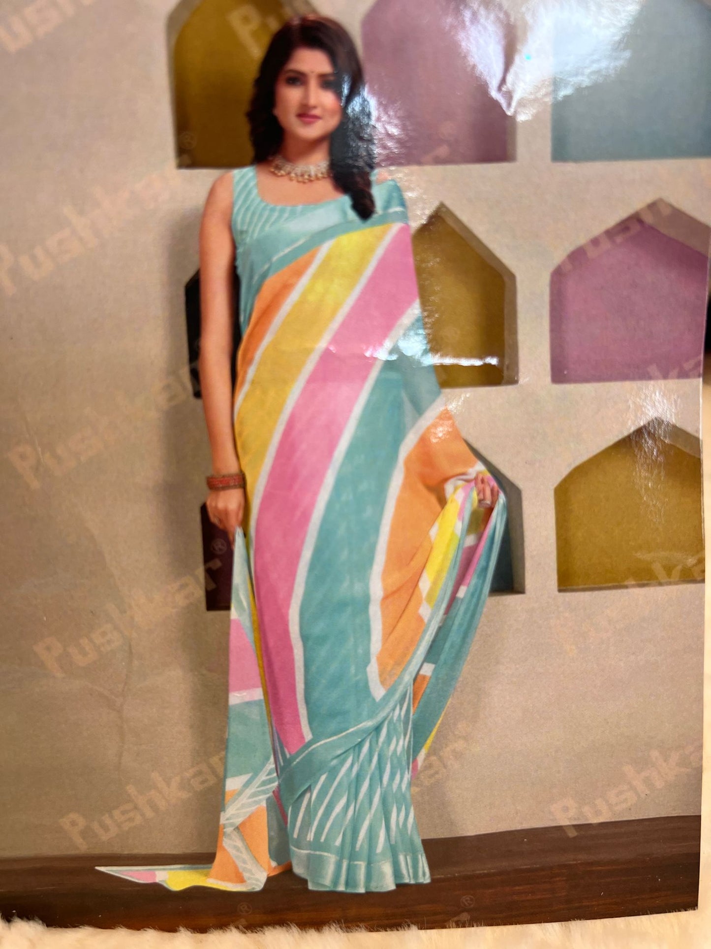Blue Sandalwood Chiffon Saree