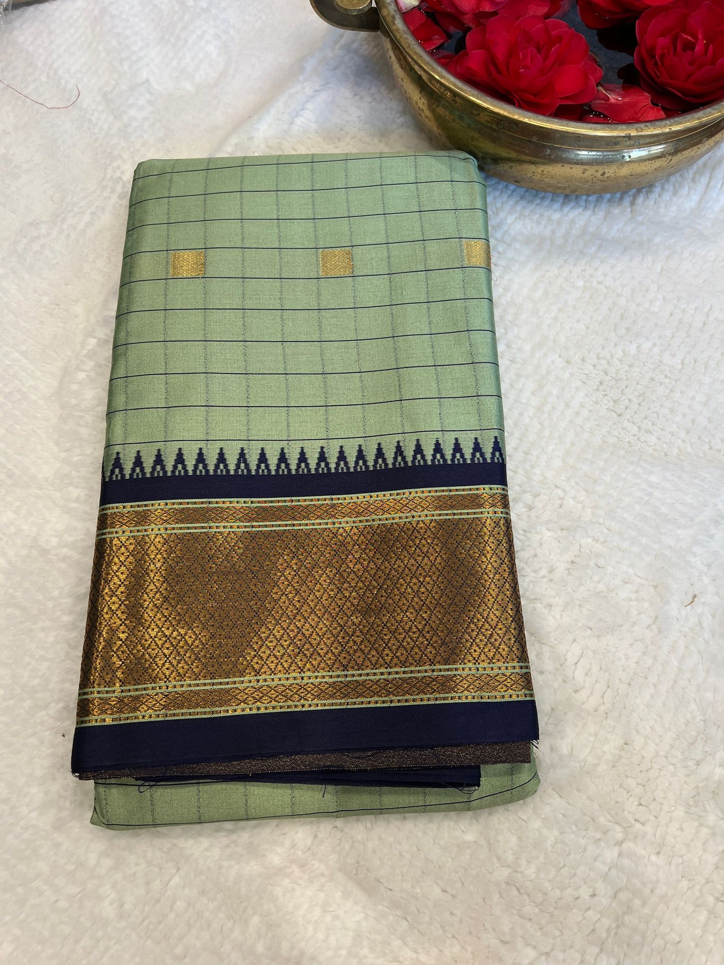 Light Blue with Dark Blue Border Paithani Soft Silk Saree