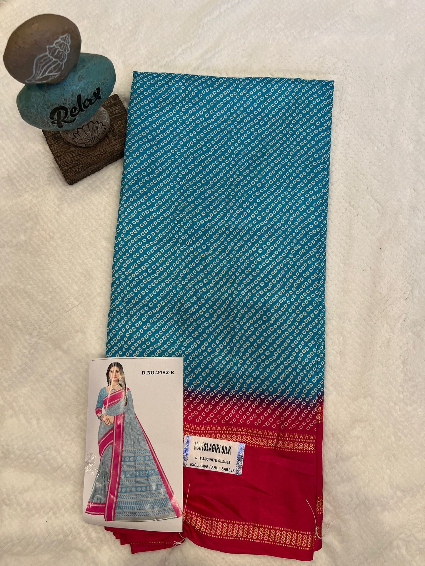 Blue and Red Mangalagiri Semi Silk Saree