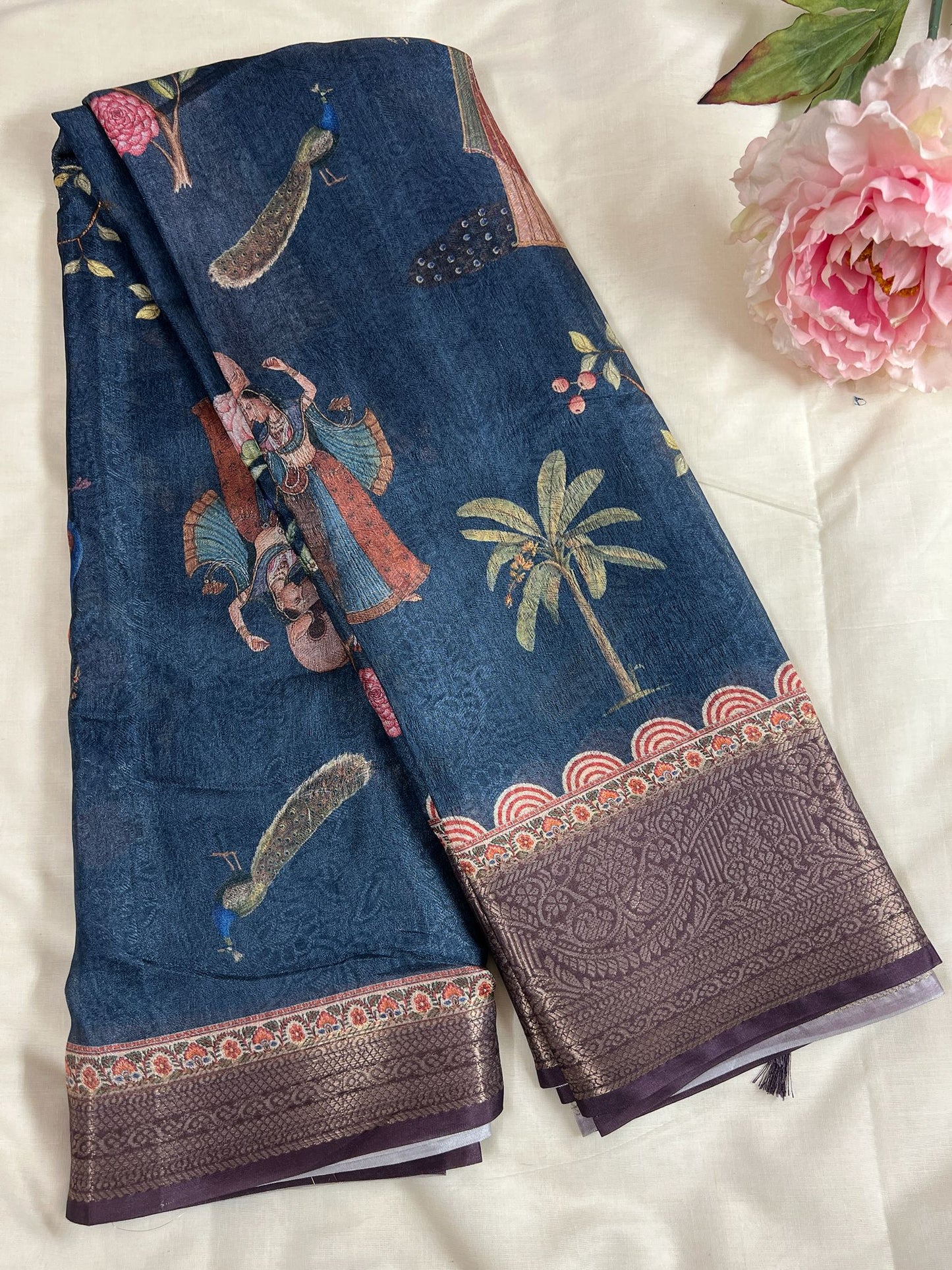 Blue Netflix Fancy Saree