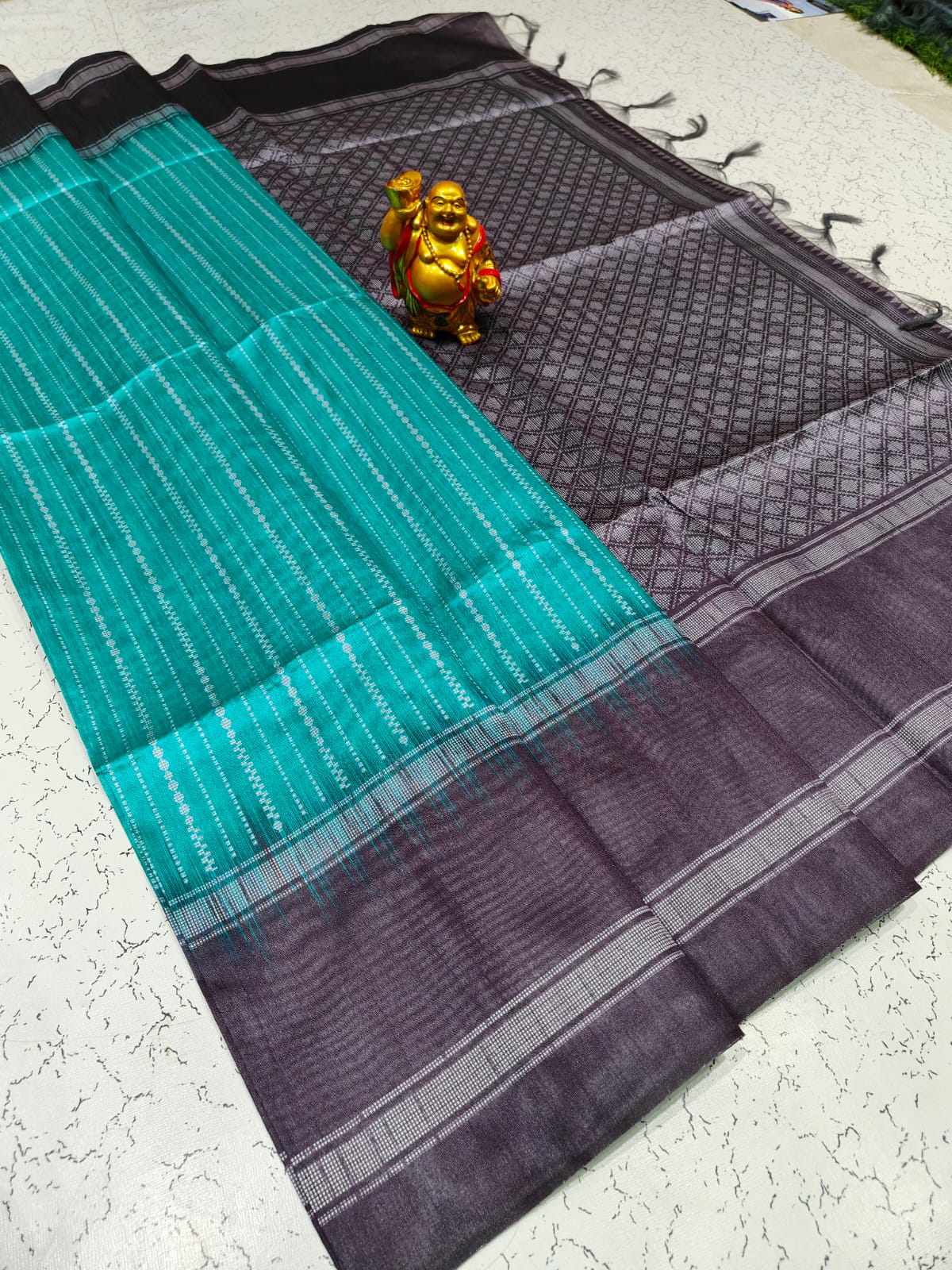 Blue Silkworm Cotton Saree