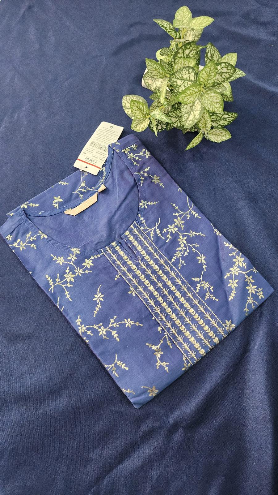 Blue Embroidery Kurti
