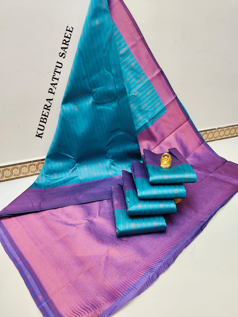 Blue and Purple Kubera Semi Silk Saree