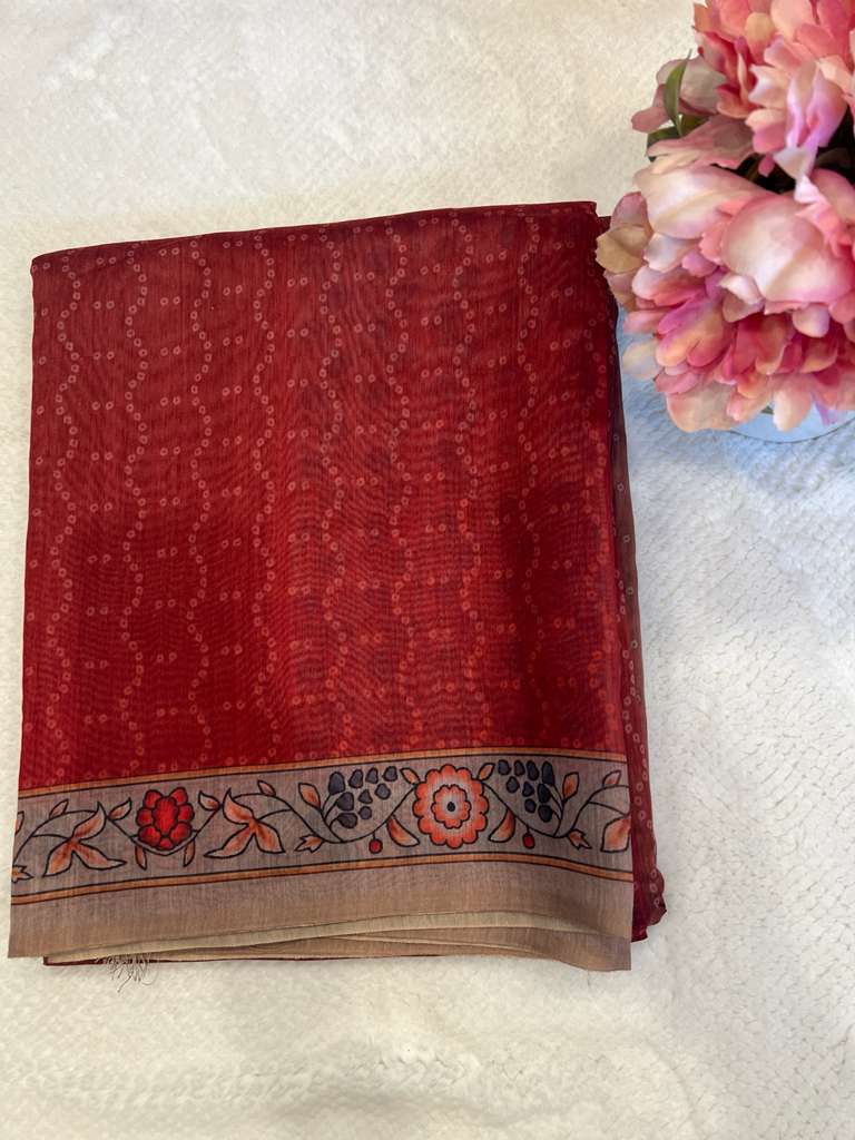 Brick Red Urfi Fancy Saree