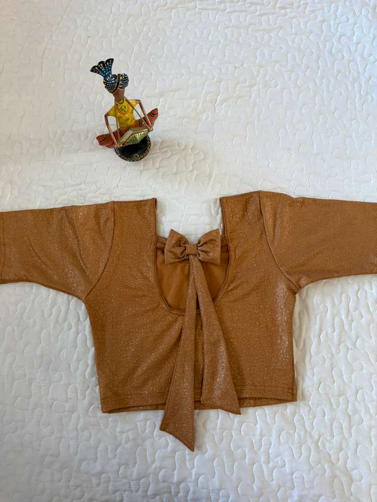 Brown Bow Knot Stretchable Blouse