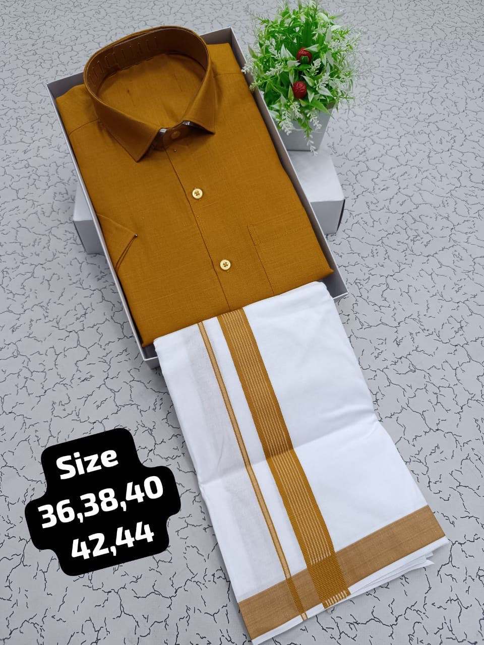Golden Yellow Dhoti & Shirt Combo