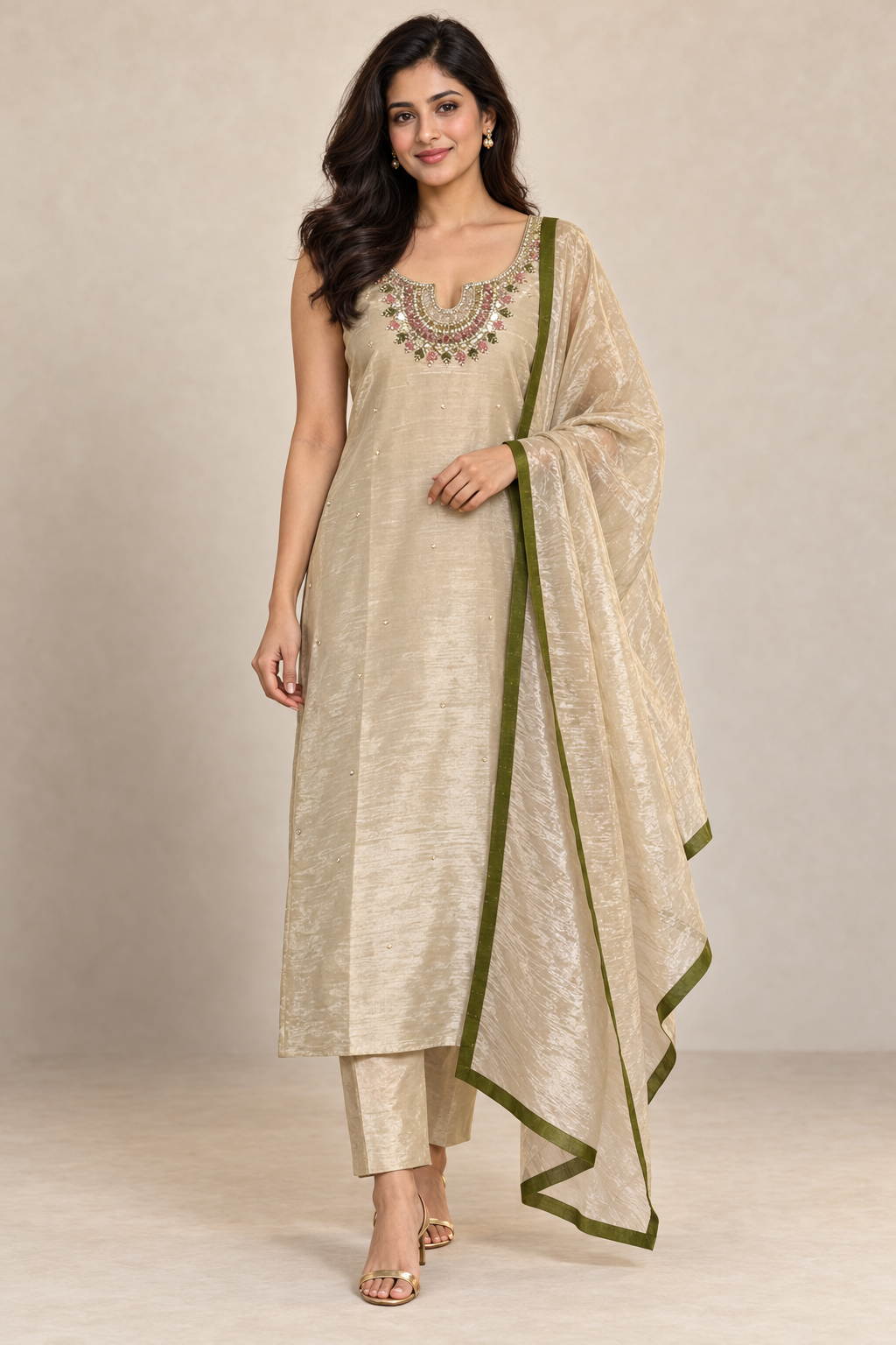 Champagne Color 3 Piece Salwar Set