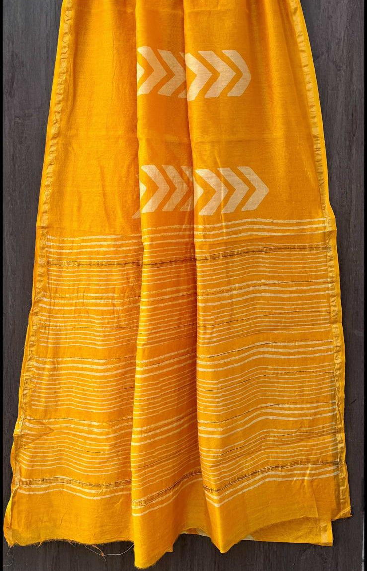 Yellow Chanderi Silk Saree