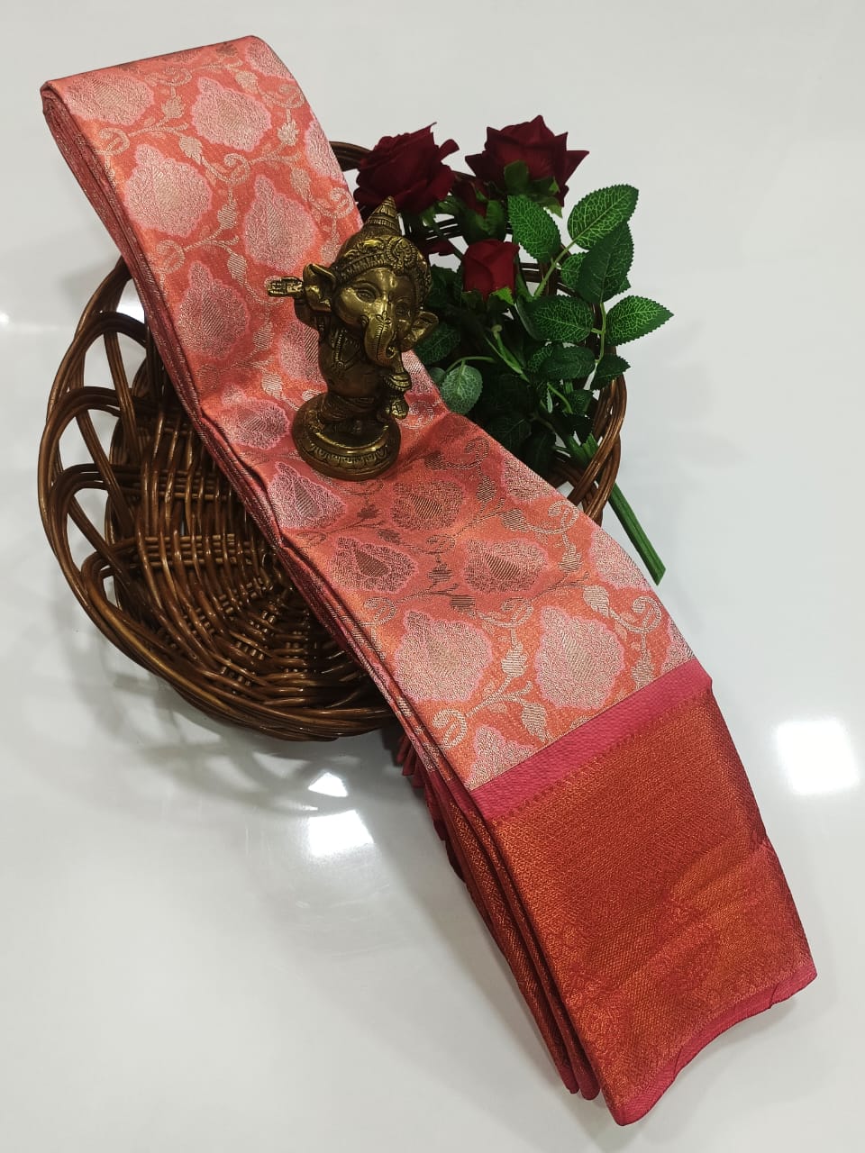 Pink Grand Wedding Tissue Silk Saree