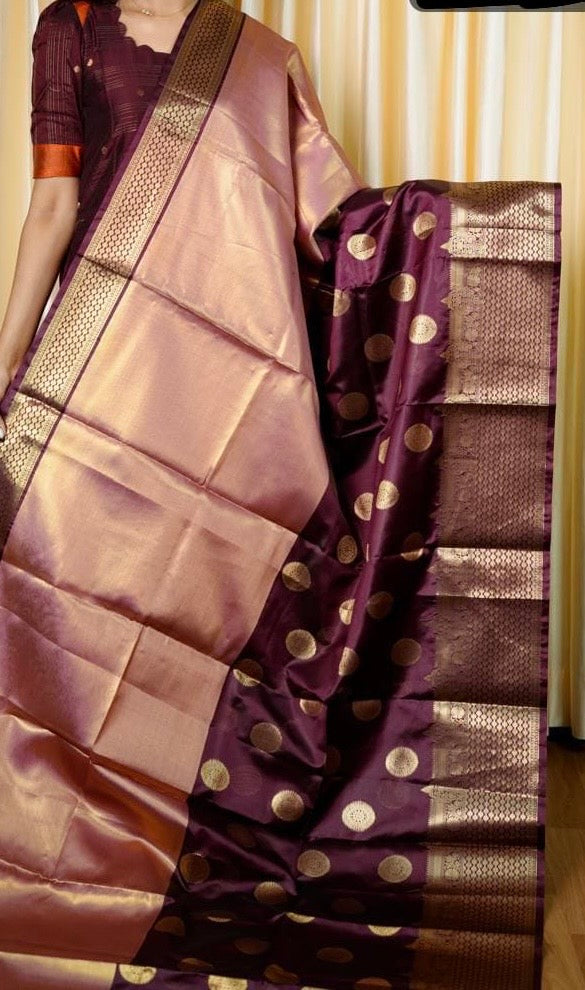 Copper and Maroon Premium Soft Tissue Silk Saree