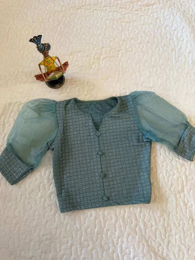 Blue Puff Fancy Blouse D1