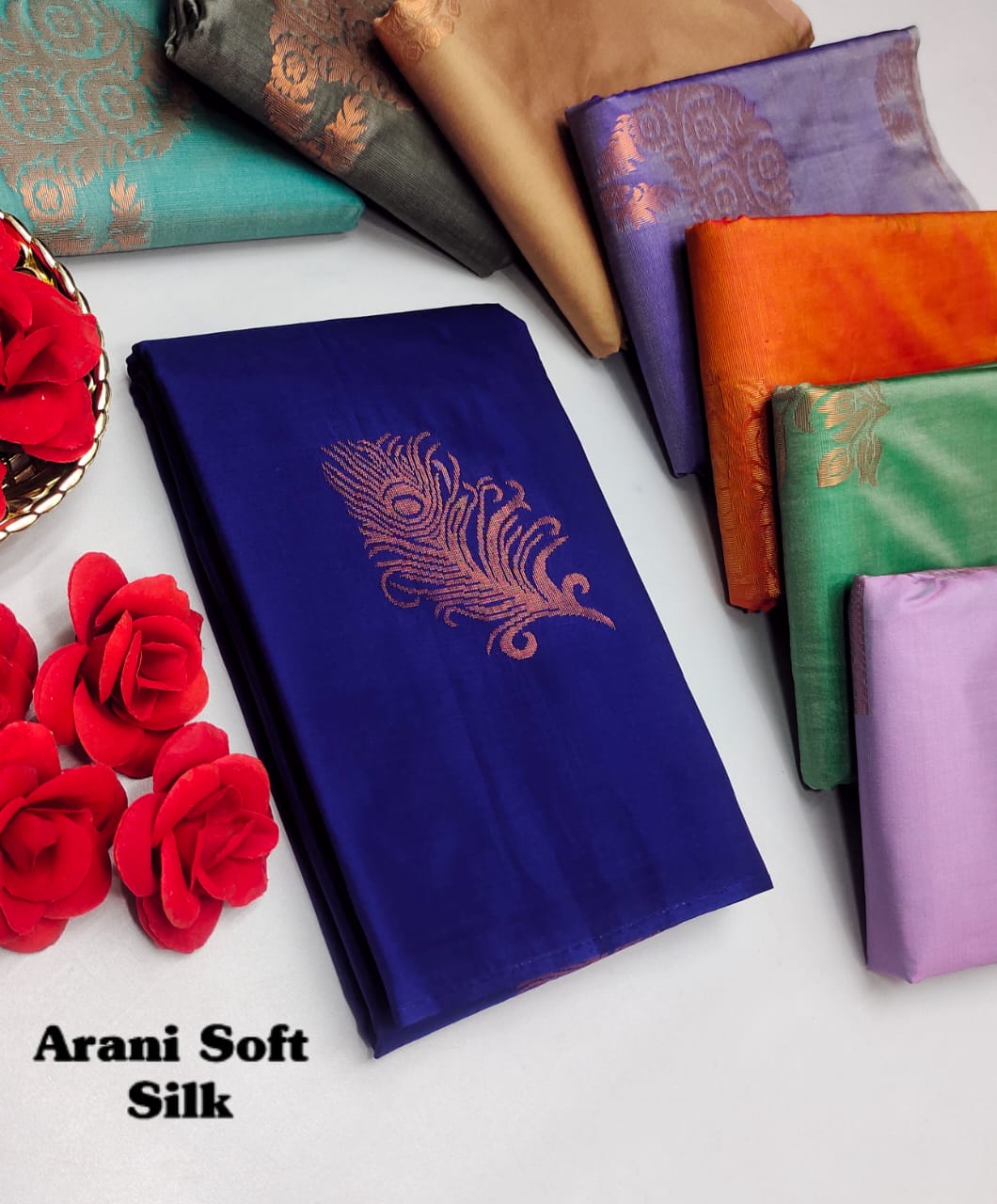 Dark Blue Arani Soft Silk Saree