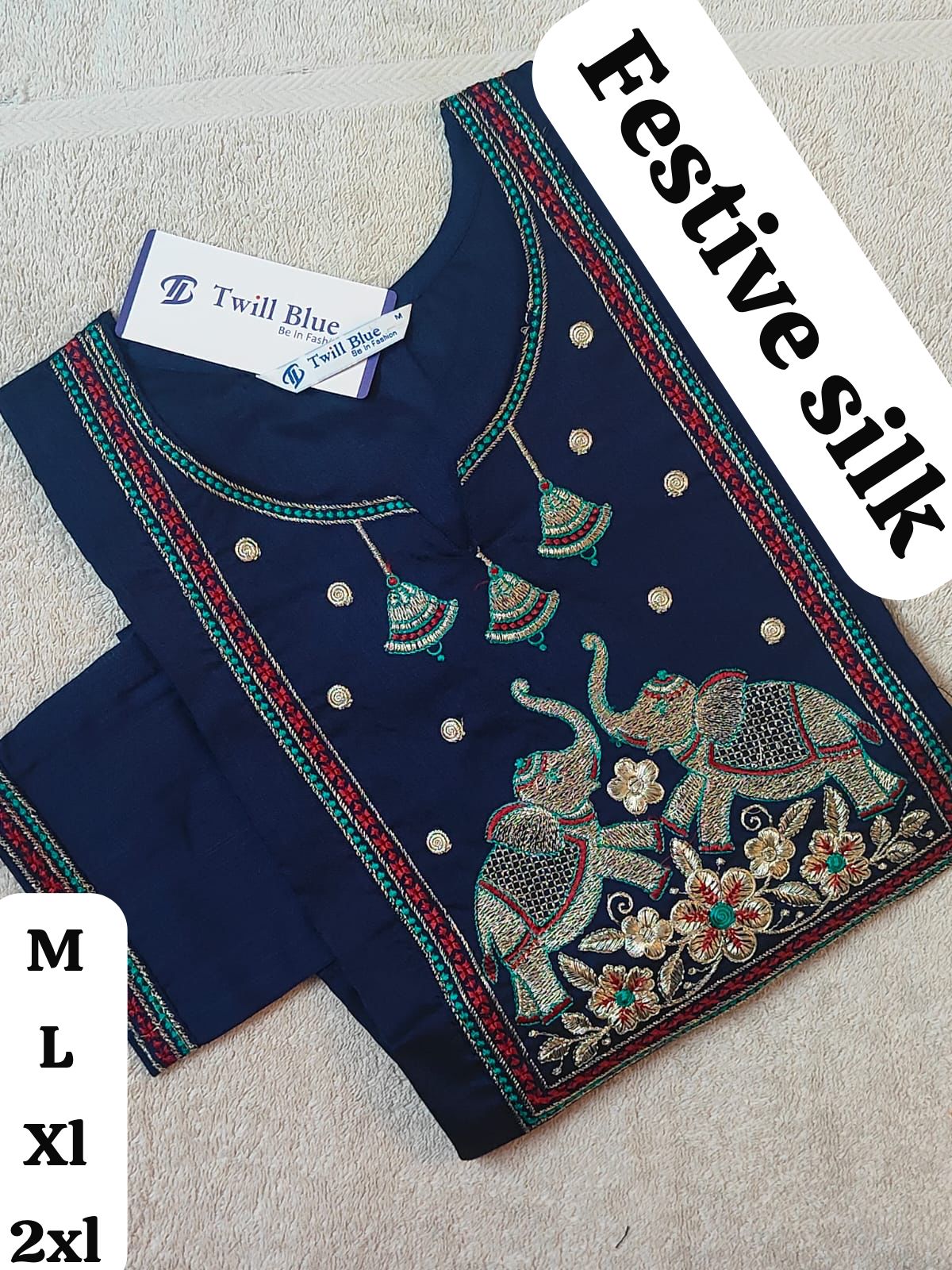 Dark Blue Premium Soft Silk Kurti