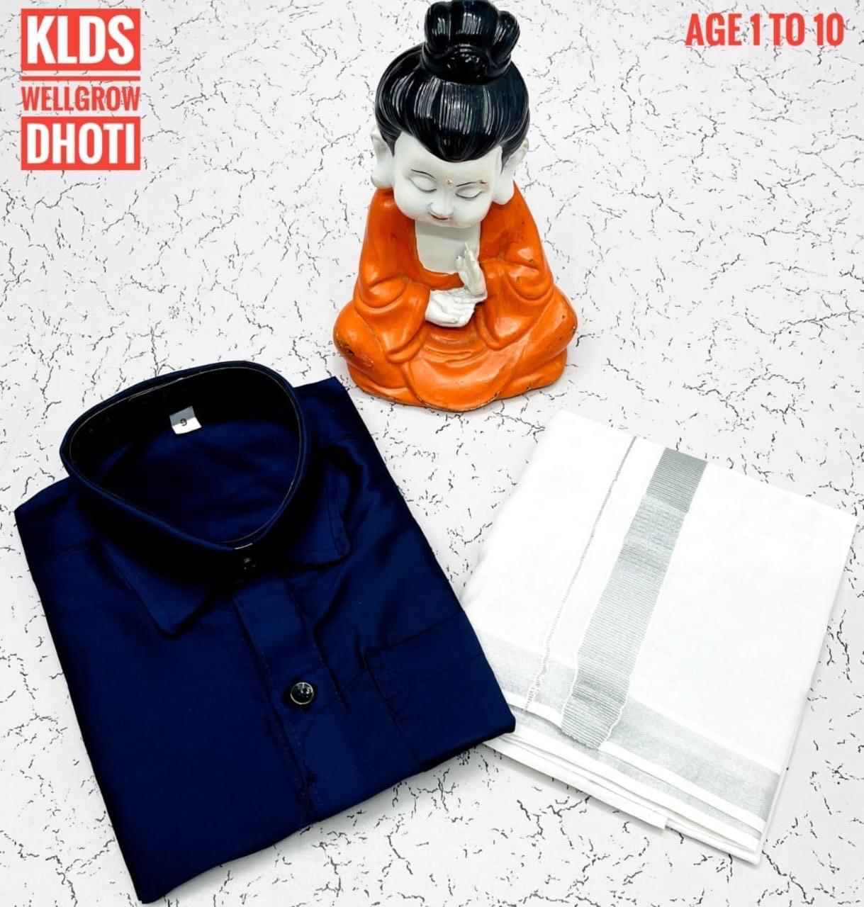 Boys Dark Blue Shirt & Dhoti Combo