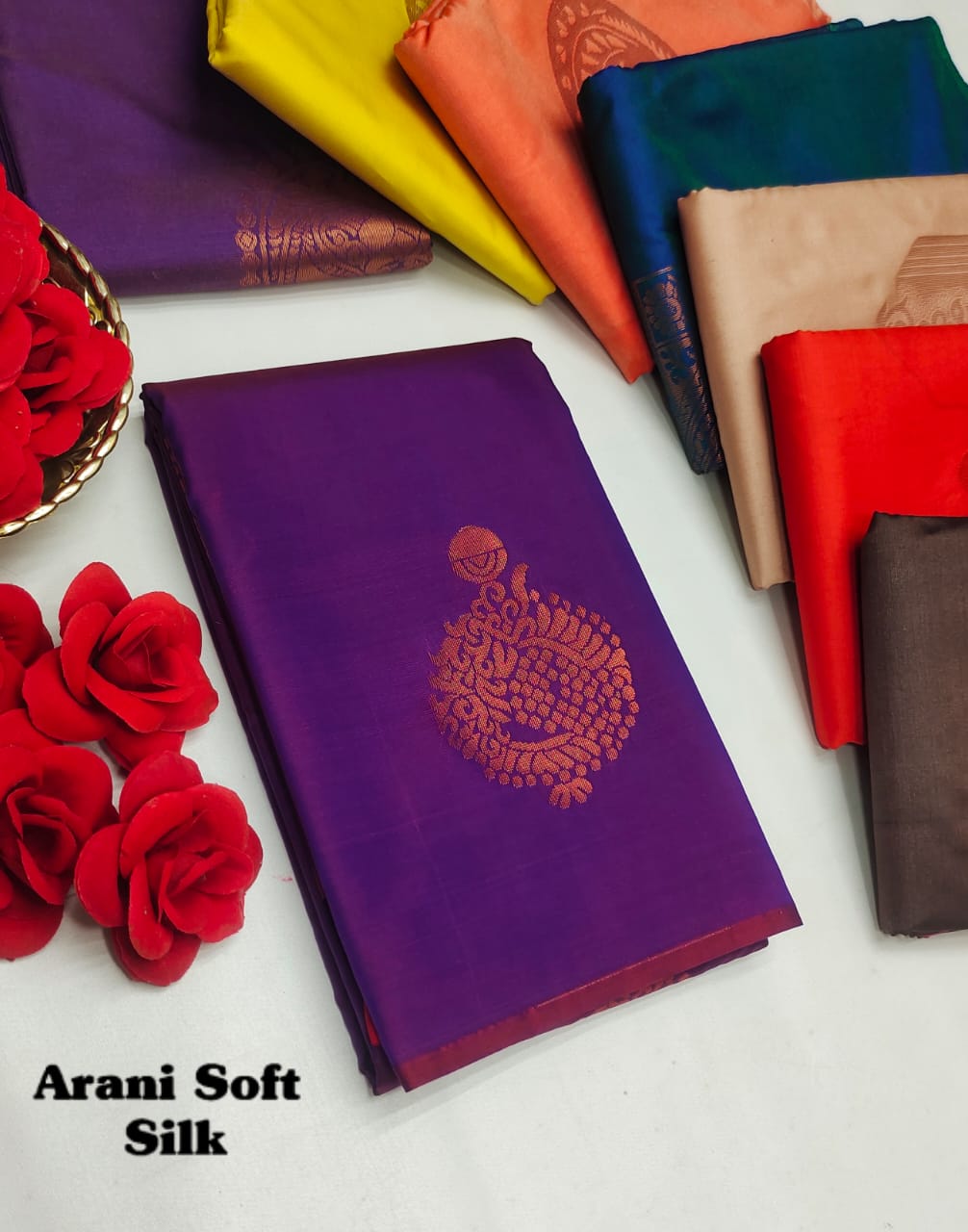 Dark Purple Arani Soft Silk Saree
