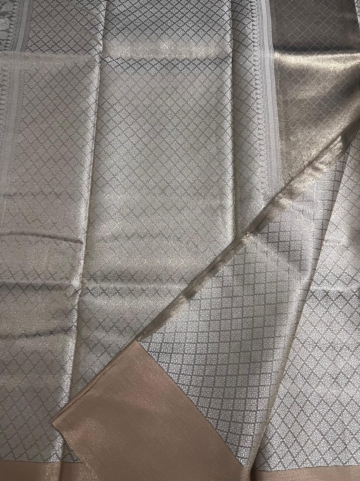 Gold Nita Ambani Inspired Tissue Semi Silk Saree