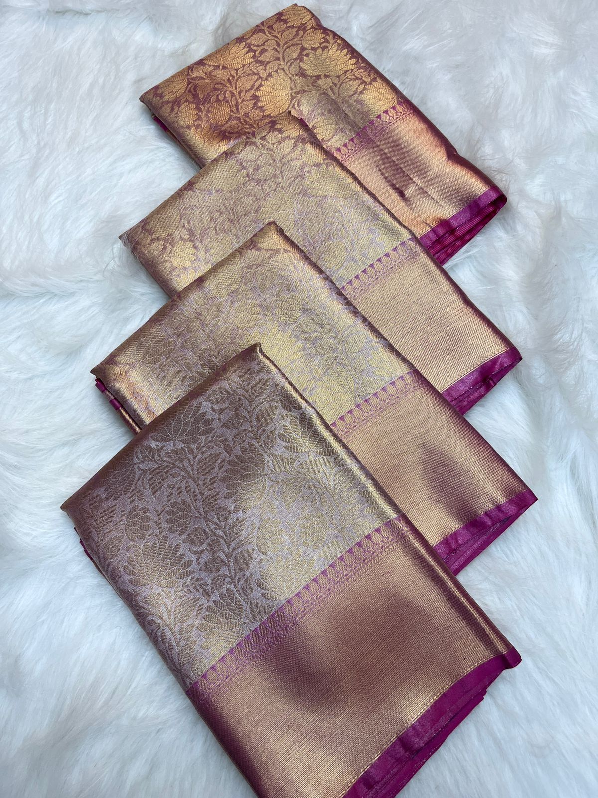 Gold and Pink Tissue Silk Saree
