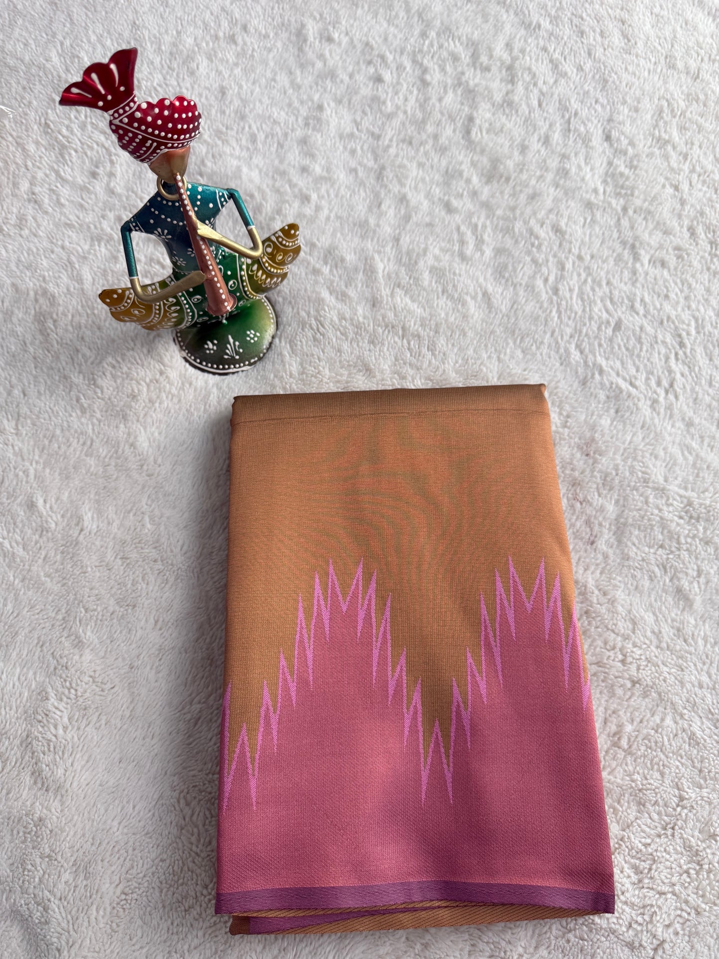 Gold Temple Desgin Tissue Saree