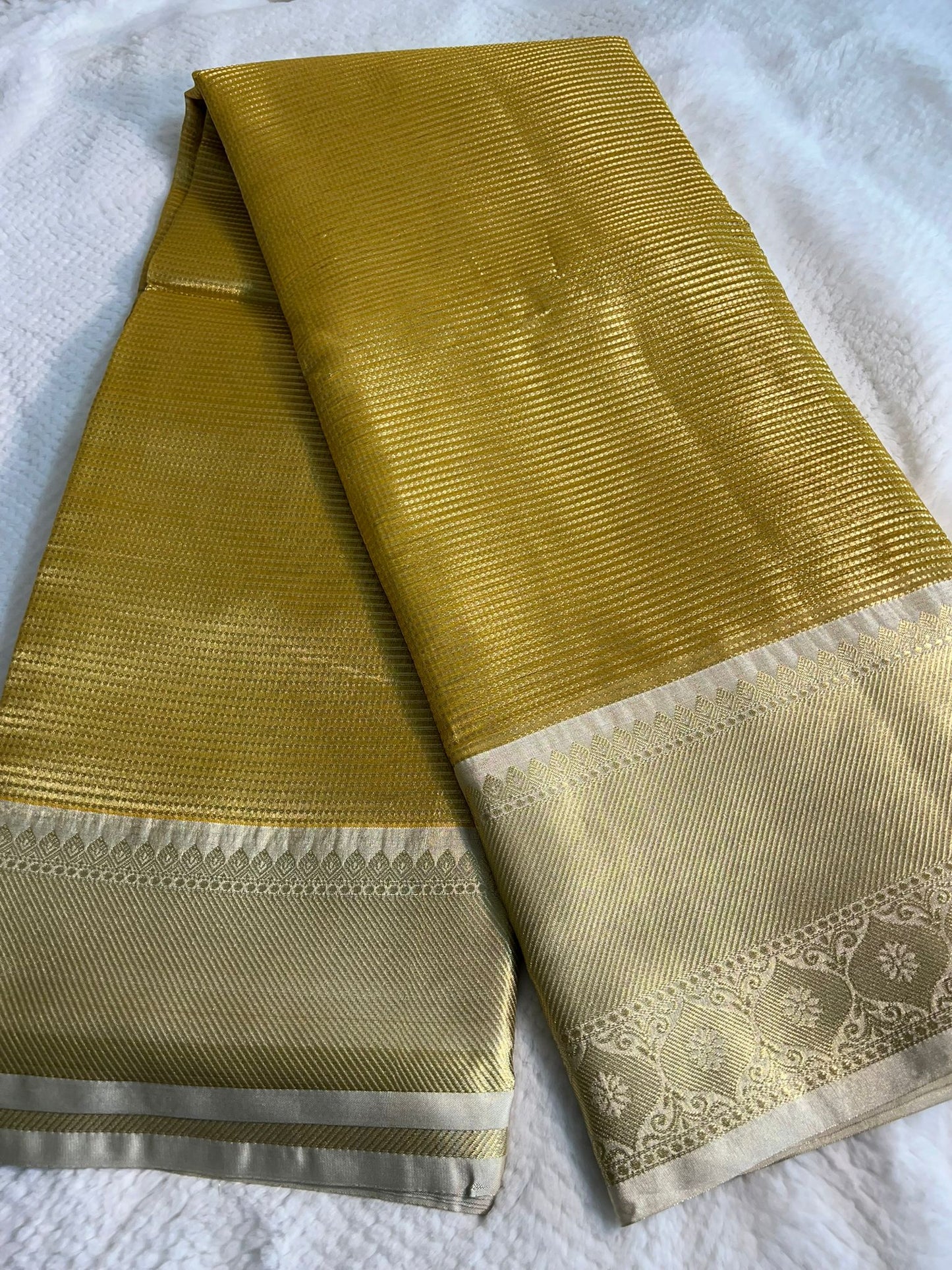 Samantha Golden and White Banarasi Tissue Silk Saree
