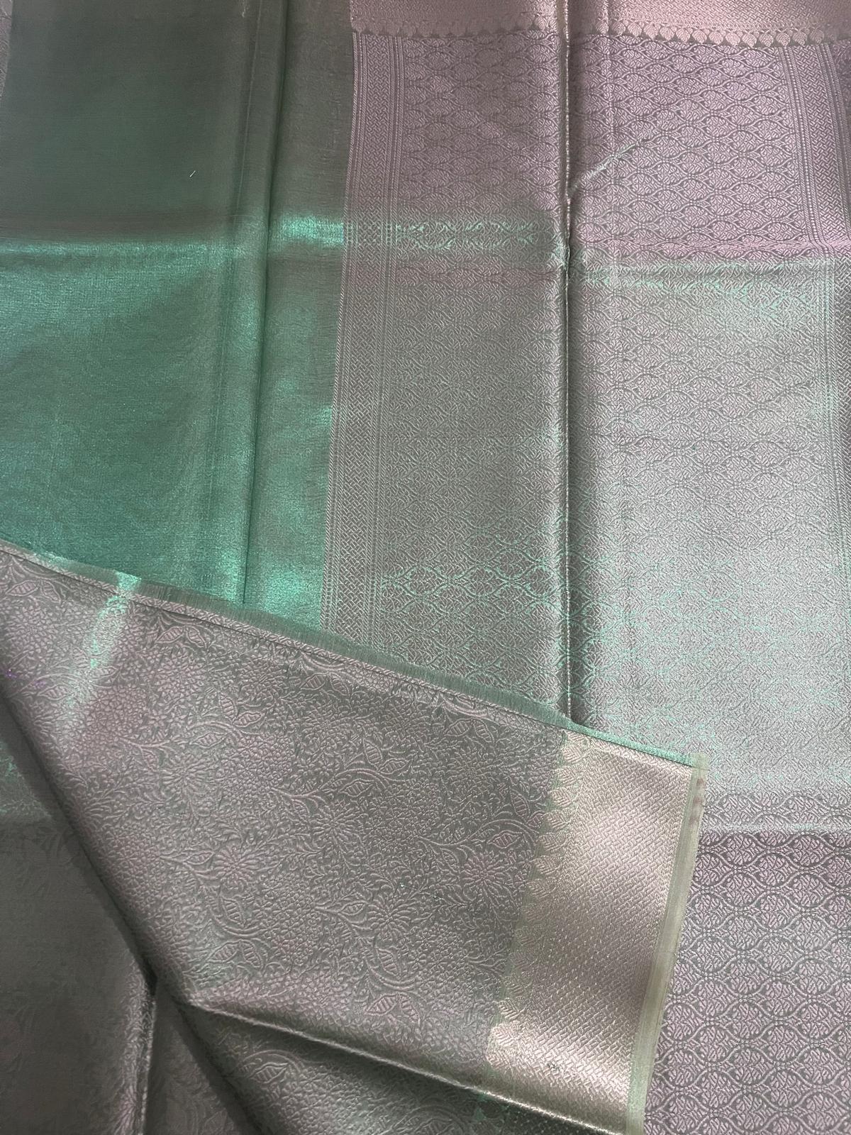 Green Tissue Semi Silk Saree