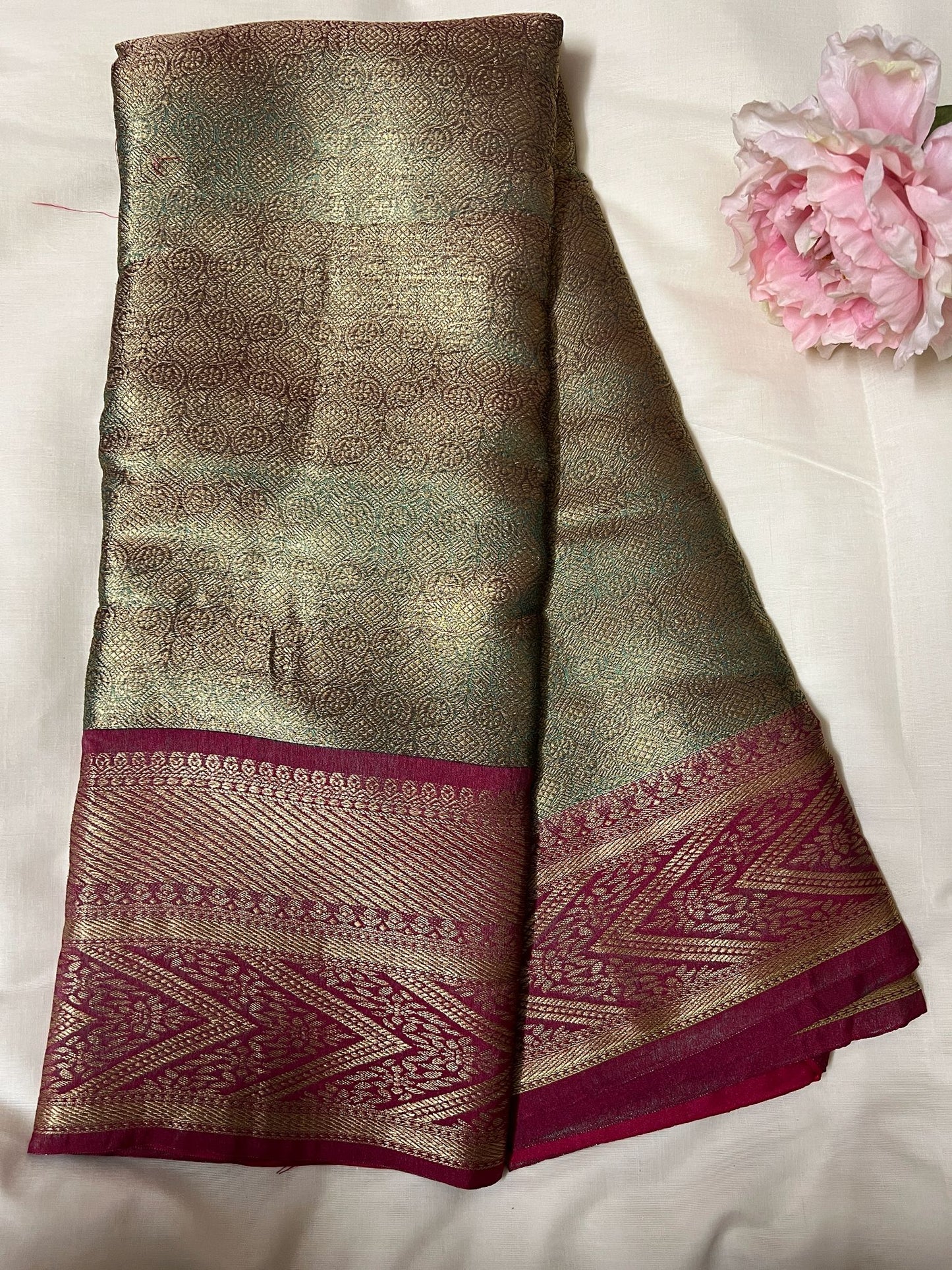 Green Kanchipuram Semi Silk Saree