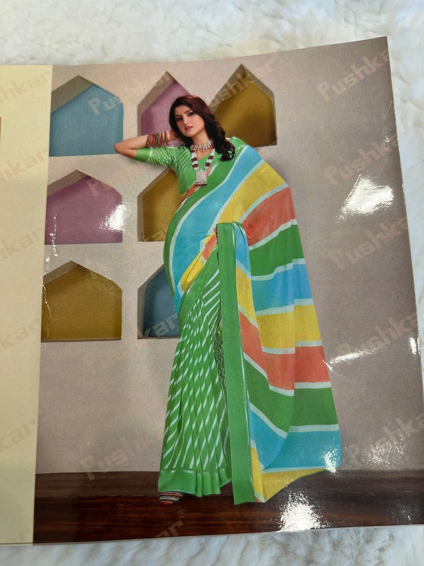 Green Sandalwood Chiffon Saree