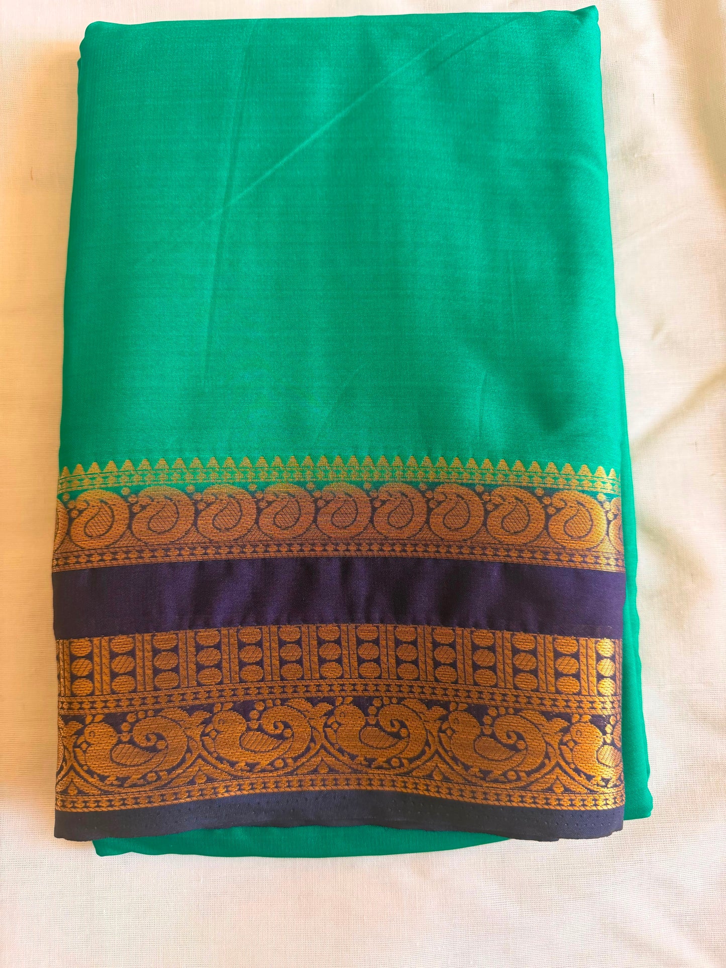 Green Semi Crepe Saree