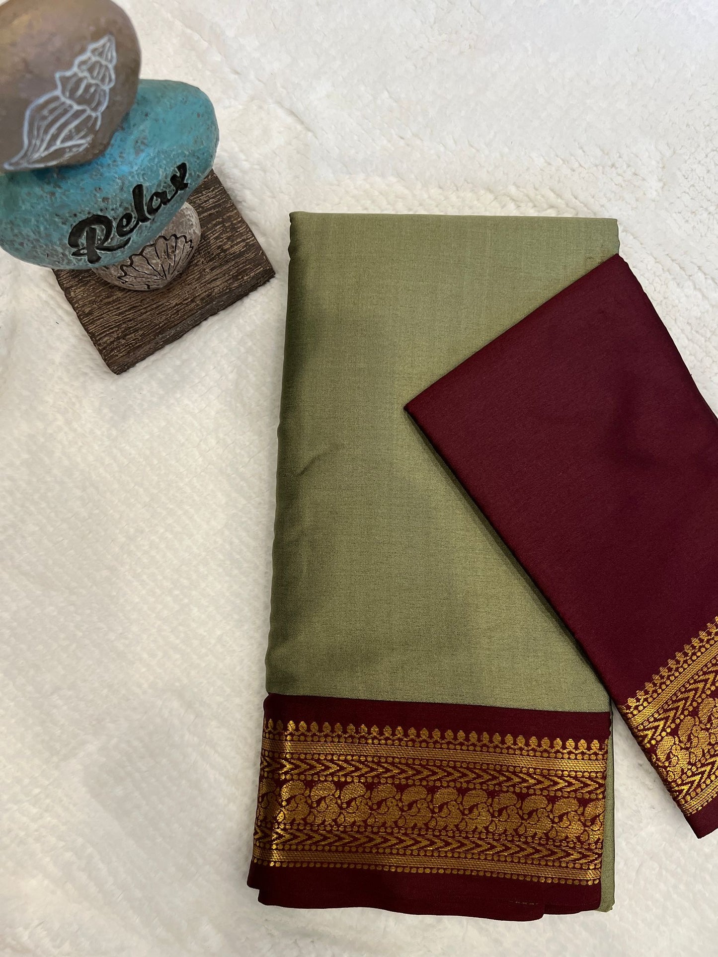 Kalki Green and Maroon Semi Silk Saree