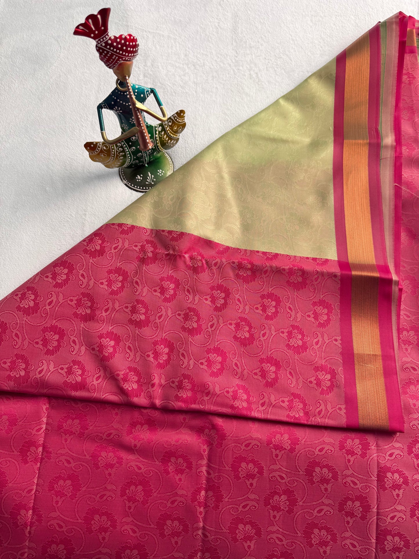 Pista Green and Pink Traditional Gift Saree