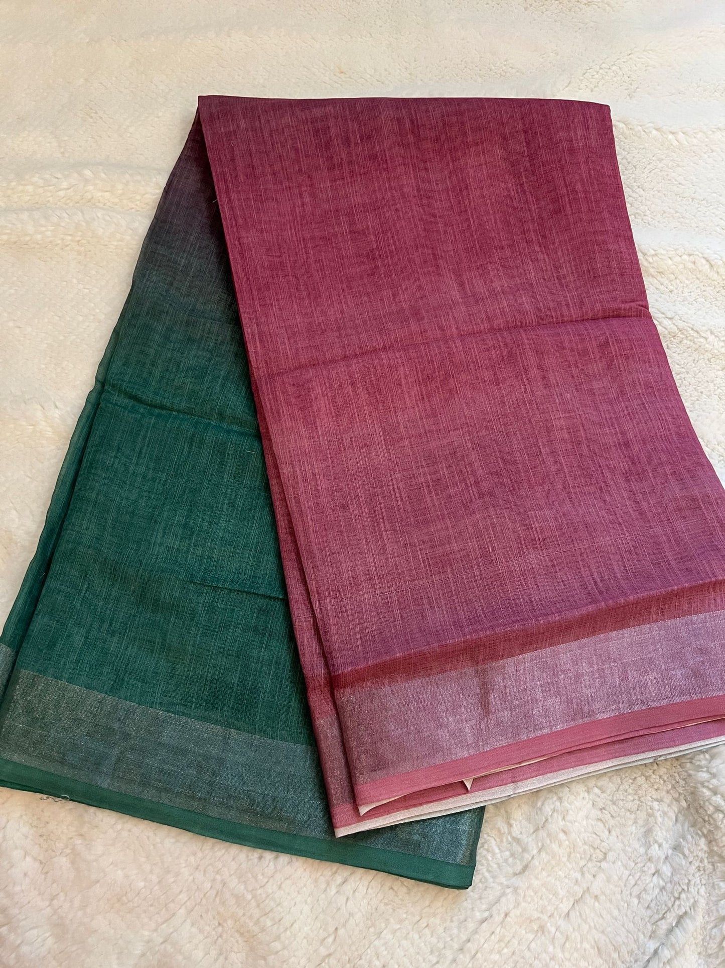 Green And Pink Shilpa Linen Saree
