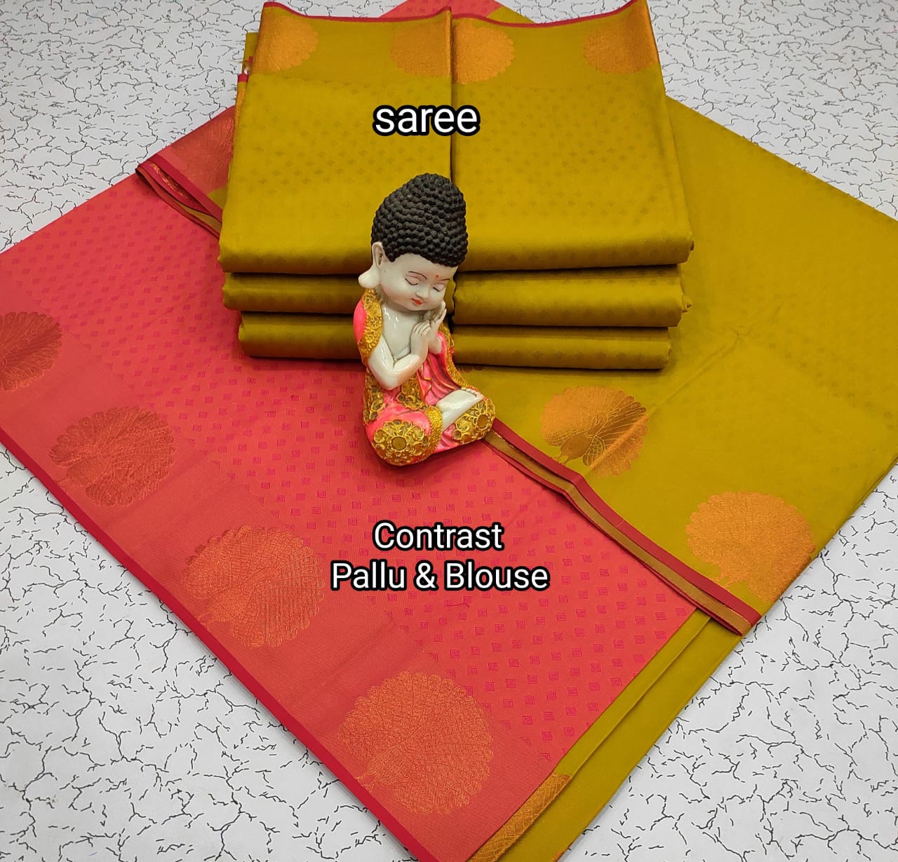 Green and Tomato Red Budget Soft Silk Saree