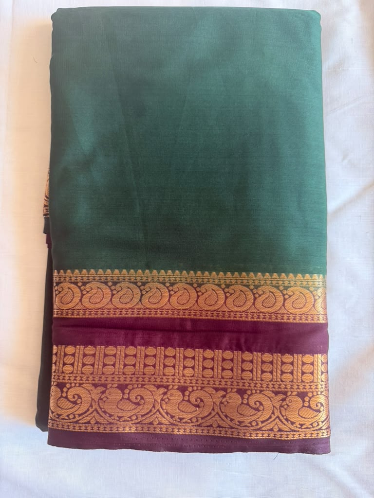 Dark Green Semi Crepe Saree