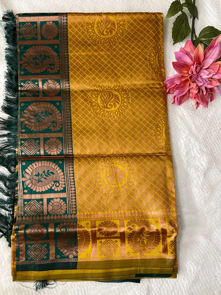 Green and Yellow Copper Queen Fancy Saree