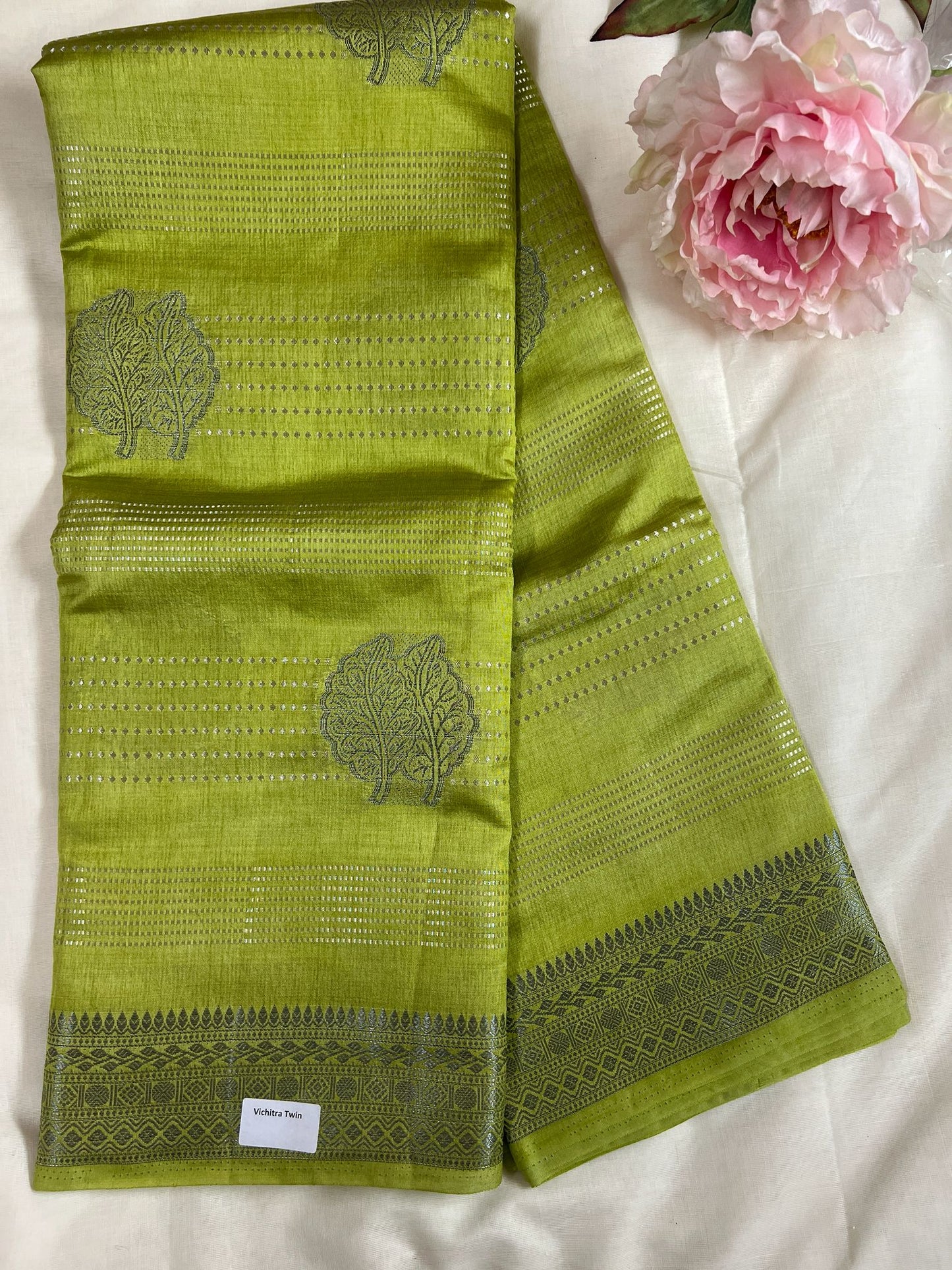 Green Vichitra Fancy Saree