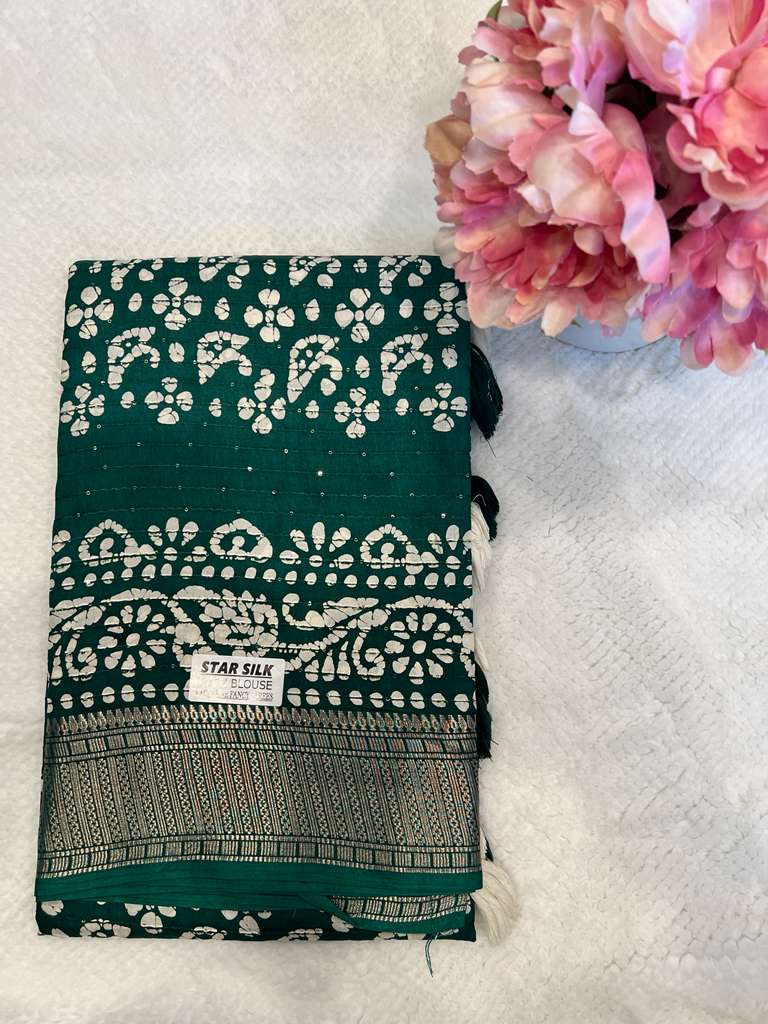 Green Star Silk Sequence Saree